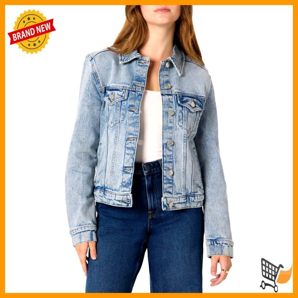 Regular Fit Denim Trucker Jacket Classic Vintage Inspired Midweight Button Front